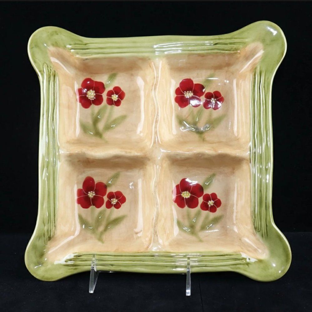 Ambiance Collections FLEUR RUSTIQUE by Nanette Vacher - 4 Section Relish Dish F1